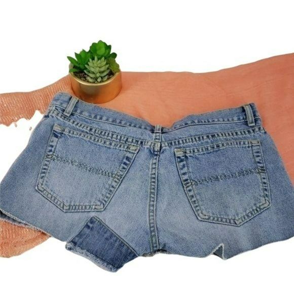 Tommy Jeans Jean Shorts Button Fly Cut Off Distressed Patchwork Size 11 - Picture 7 of 7